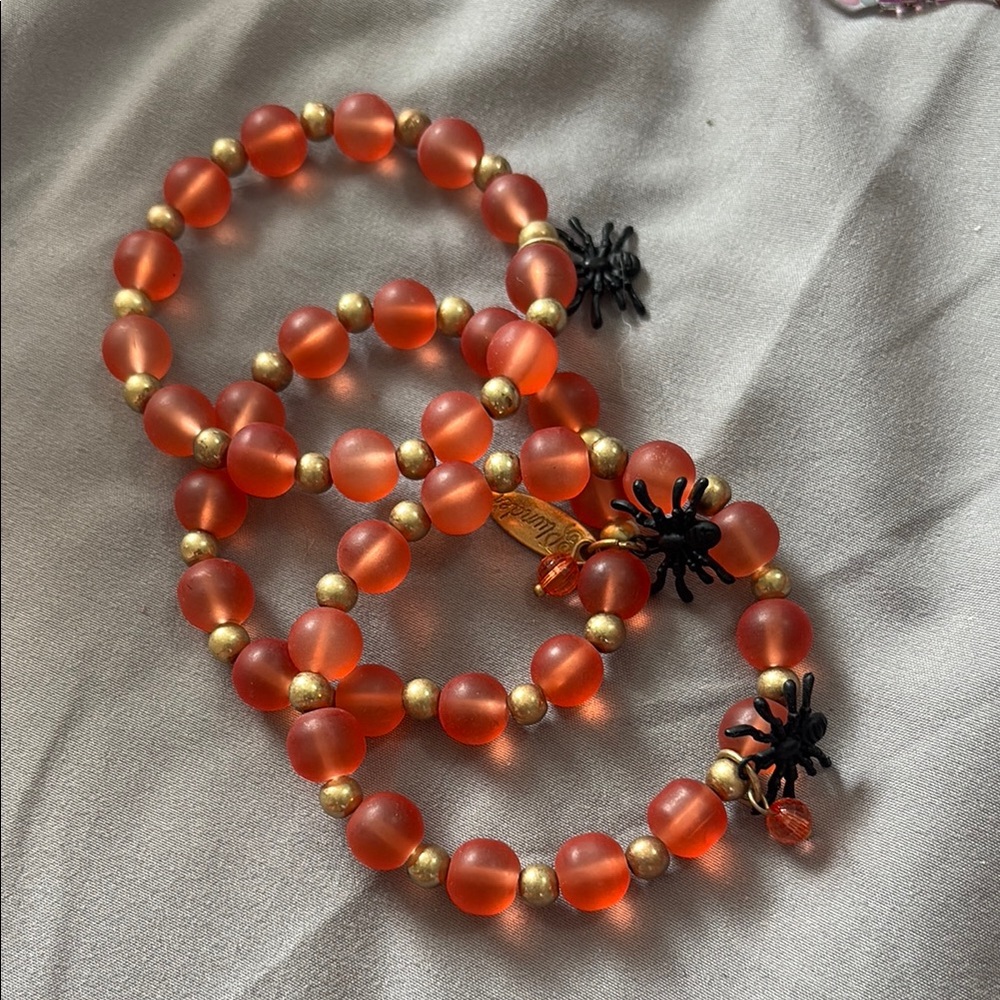 Elegant Gold and Orange Beaded Bracelet